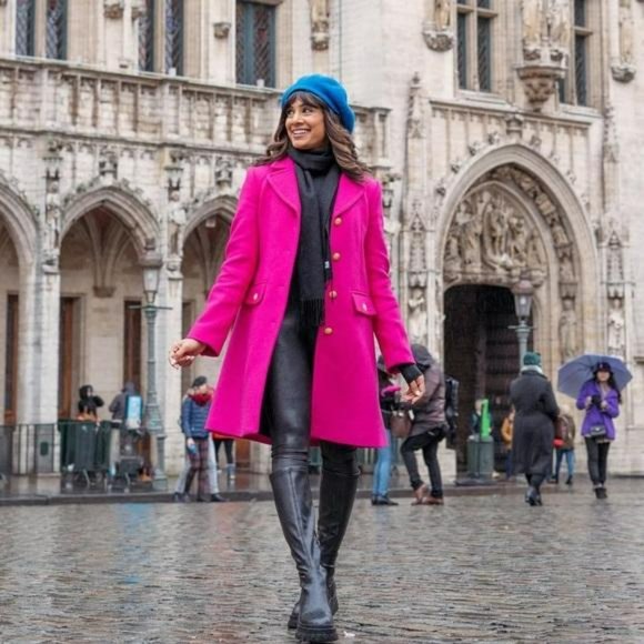 ZARA LIMITED EDITION FUCHSIA WOOL COAT GOLD BUTTONS - Picture 1 of 8